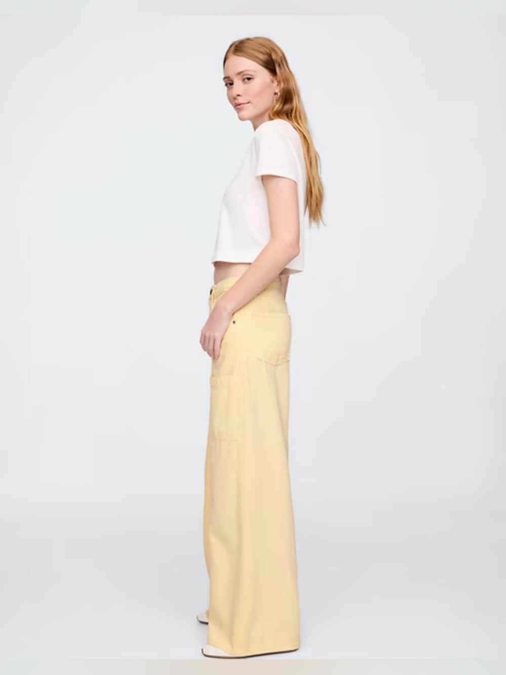 Gap Mid Rise SuperSoft Baggy Utility Jeans Butter Yellow Streetwear Skater NWT 4